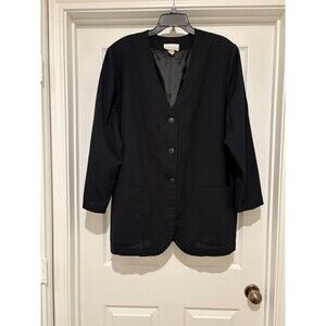 Kenneth Mitchell womens Vintage Blazer Jacket size 20W Black Twill Button Front